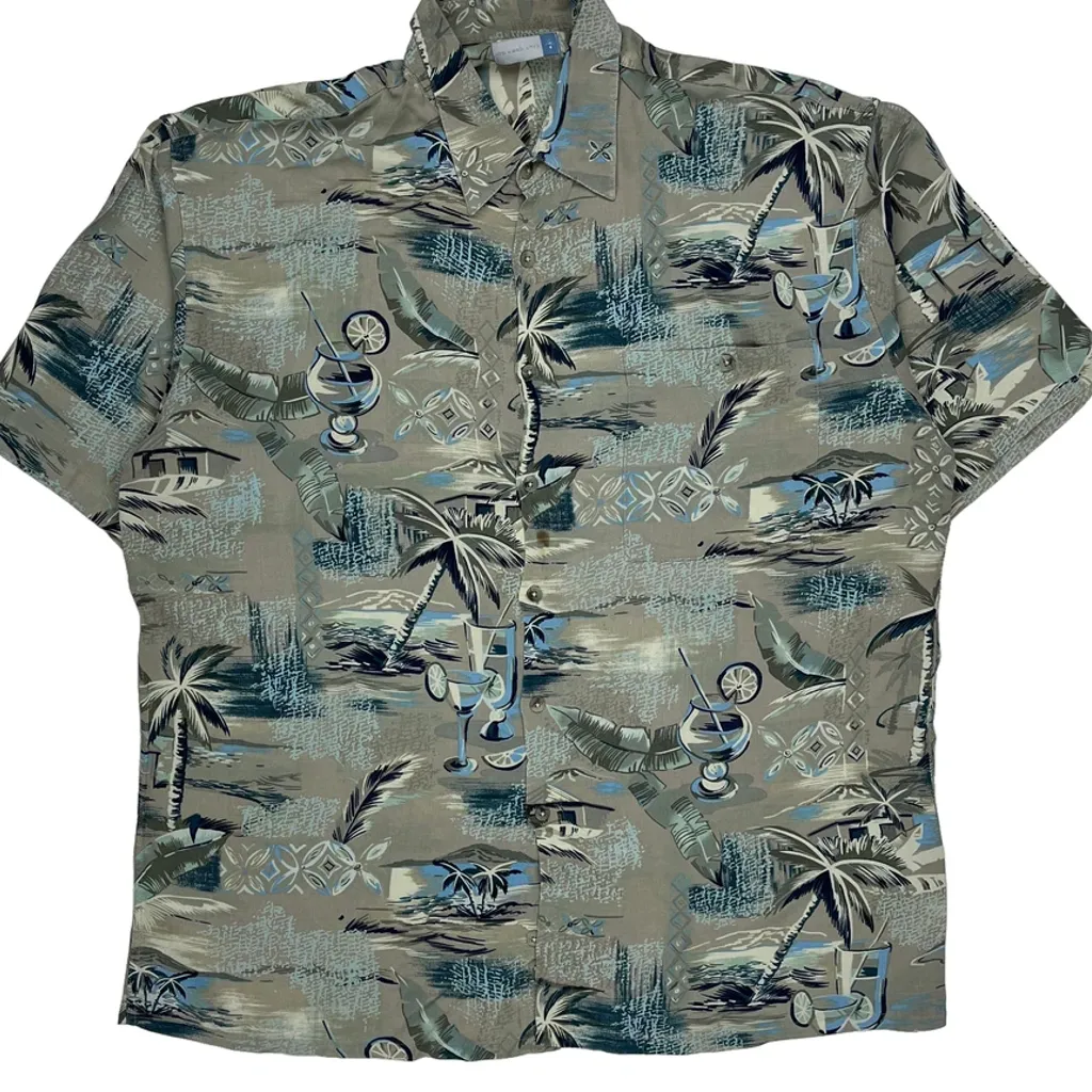 Unbranded Graphic Hawaiian Shirt - Large Grey Viscose - Image 4