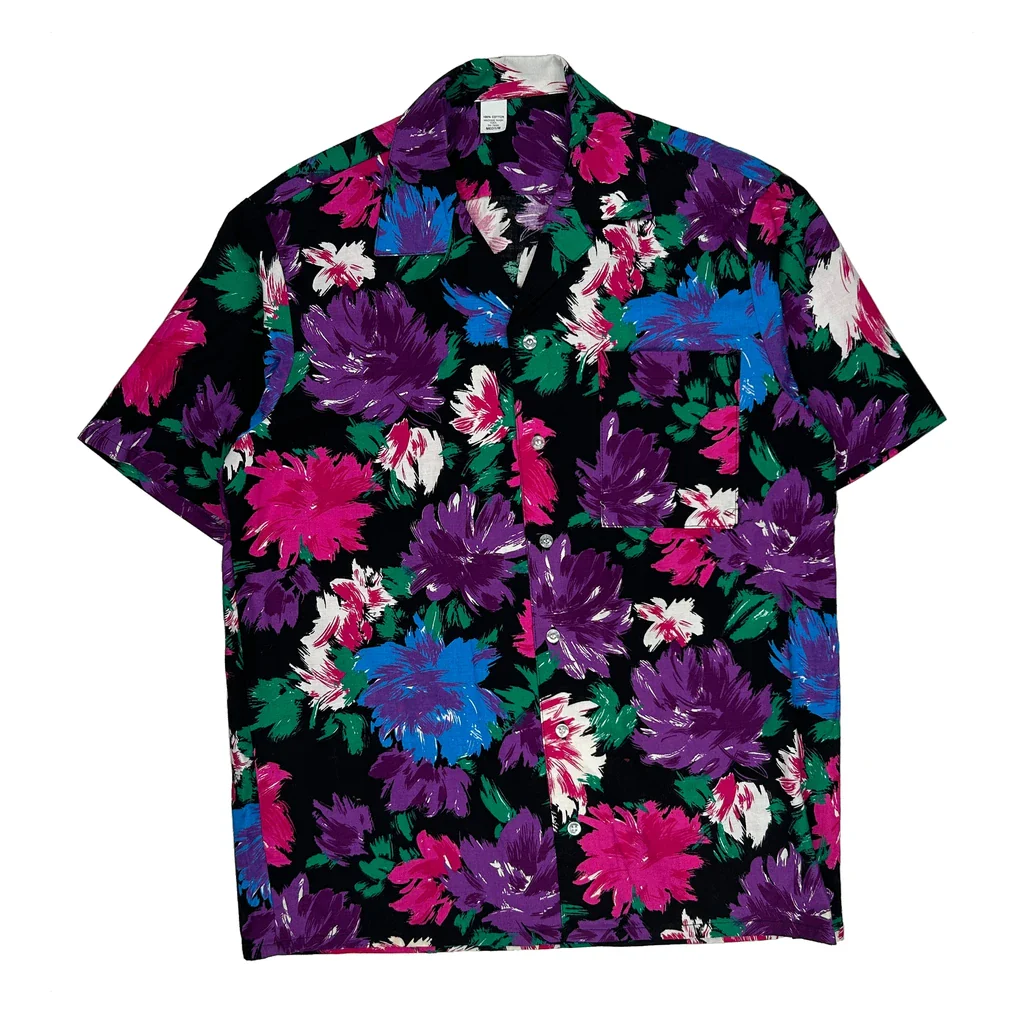 Unbranded Floral Hawaiian Shirt - Medium Multicoloured Cotton