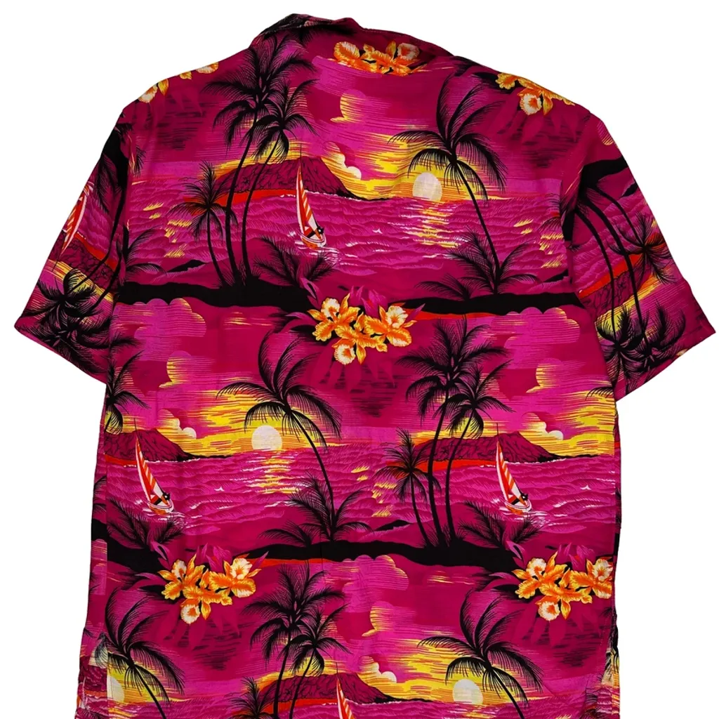 Unbranded Floral Hawaiian Shirt - Large Pink Polyester - Image 6