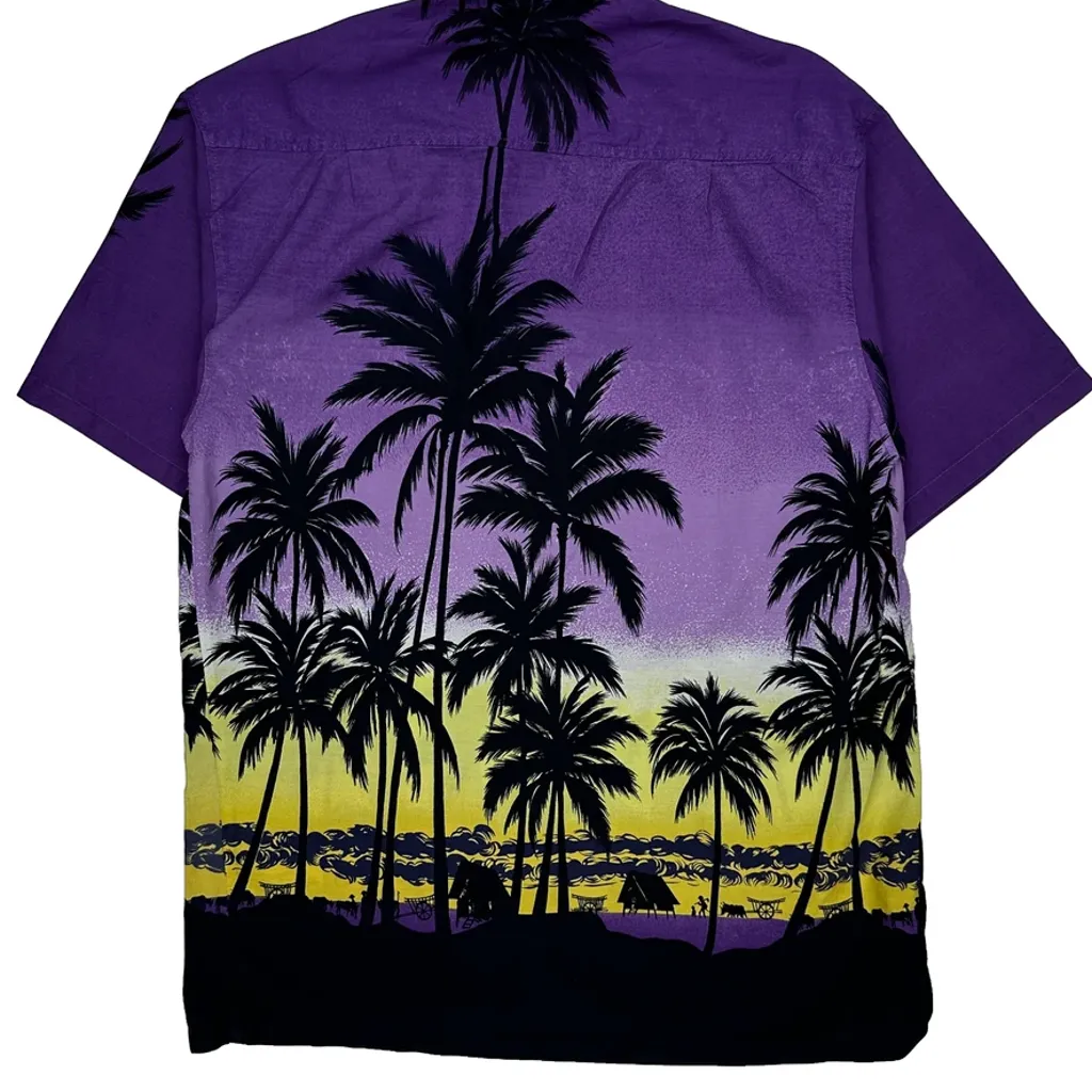 Unbranded Graphic Hawaiian Shirt - Medium Purple Cotton - Image 7