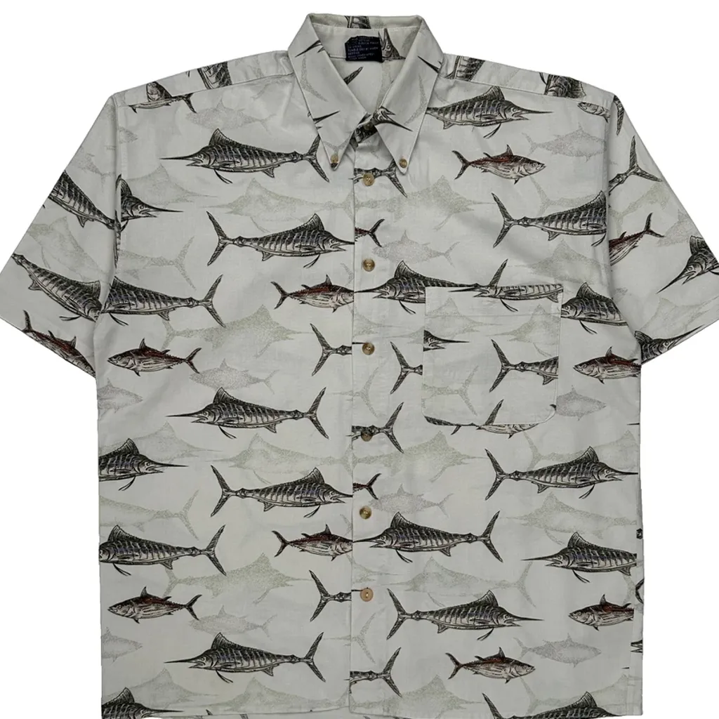 Unbranded Hawaiian Shirt - Medium White Cotton - Image 4
