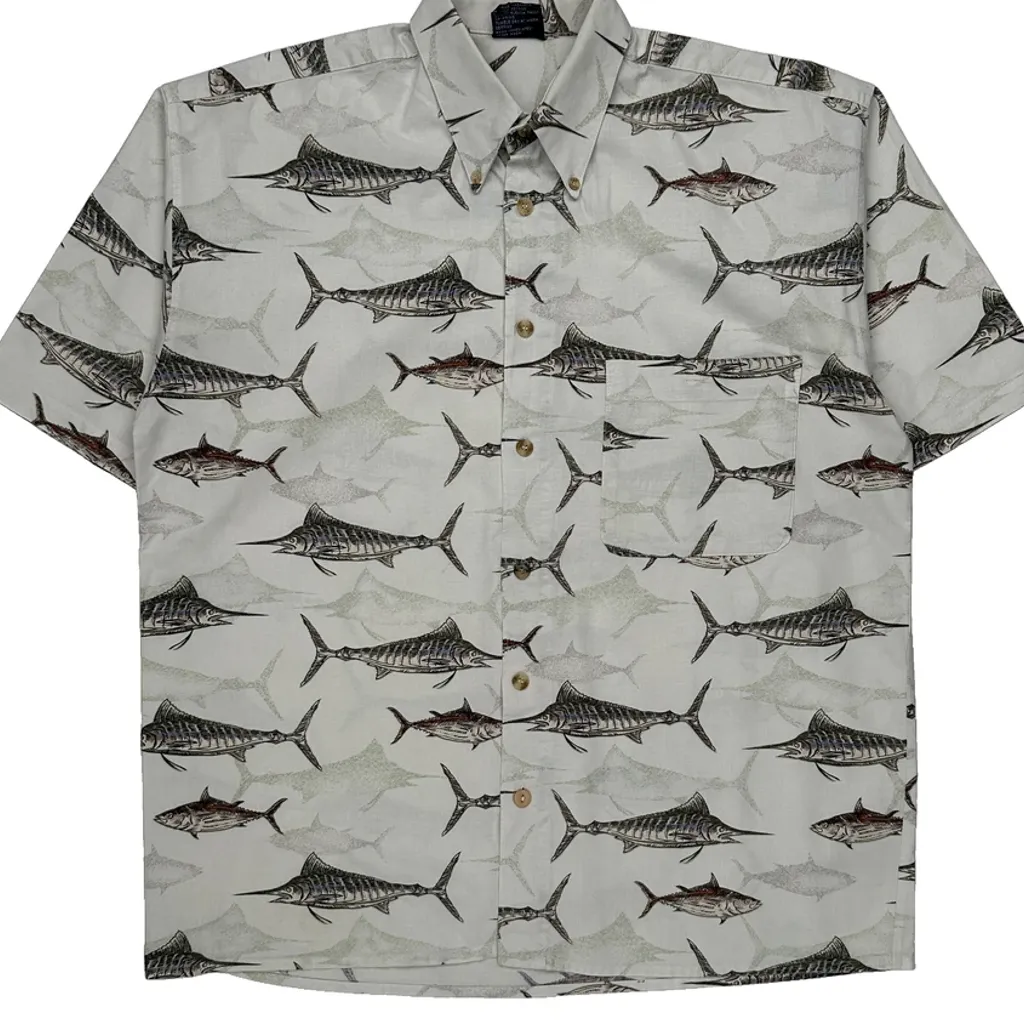 Unbranded Hawaiian Shirt - Medium White Cotton - Image 5