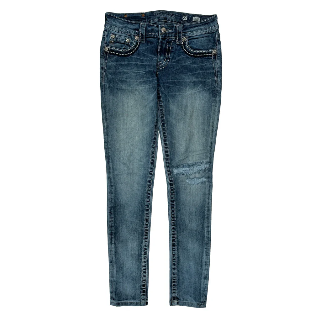 Unbranded Skinny Jeans - 28W UK 6 Blue Denim - Image 2