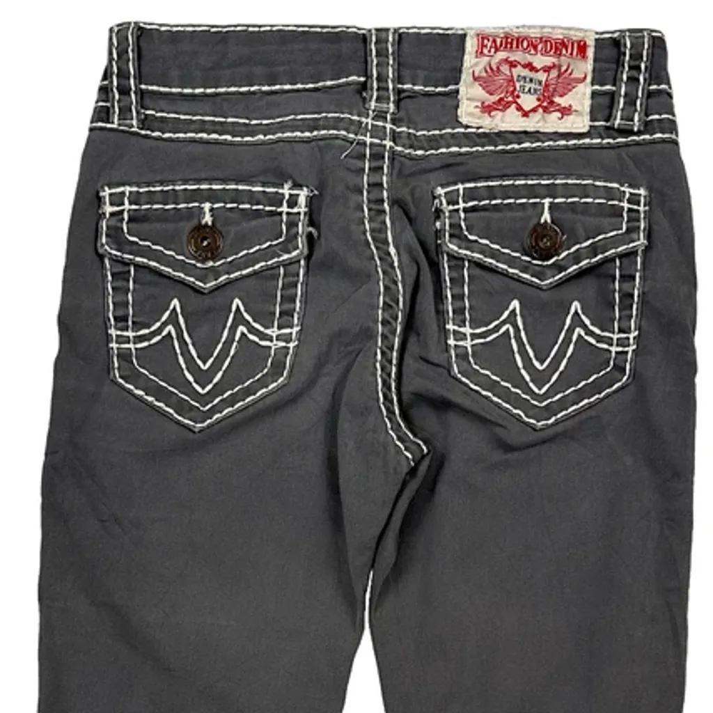Unbranded Contrast Stitch Jeans - 28W US 4 Gray Cotton - Image 8
