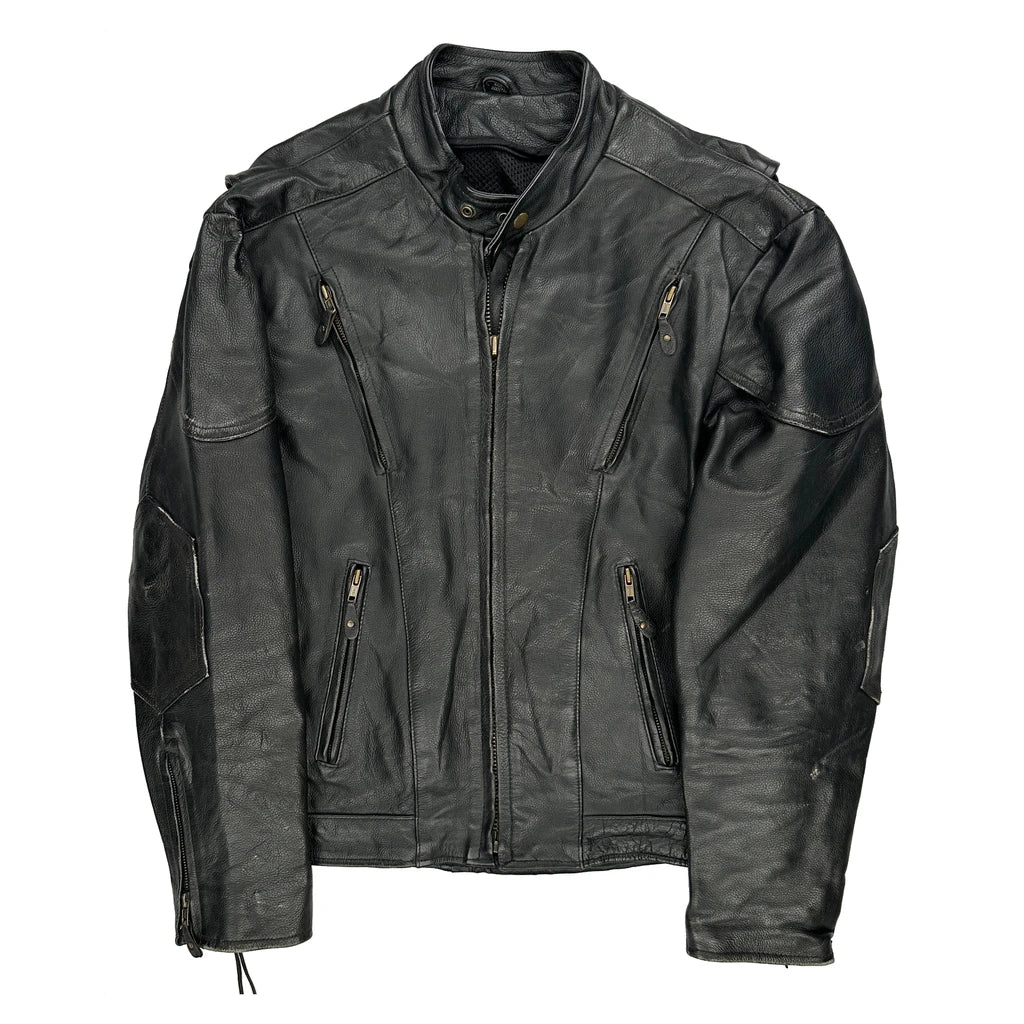 Unbranded Motorcycle Leather Jacket - Large Black Leather