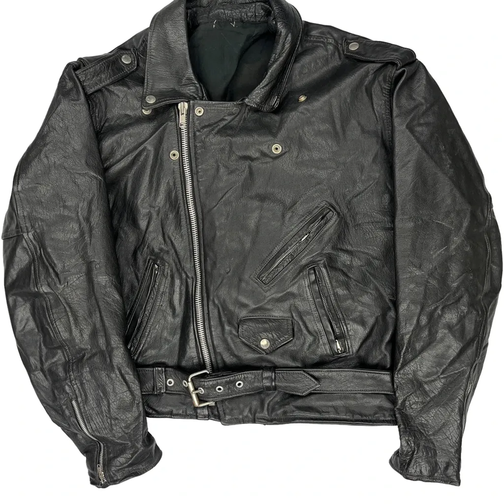 Unbranded Motorcycle Leather Jacket - XL Black Leather - Image 4