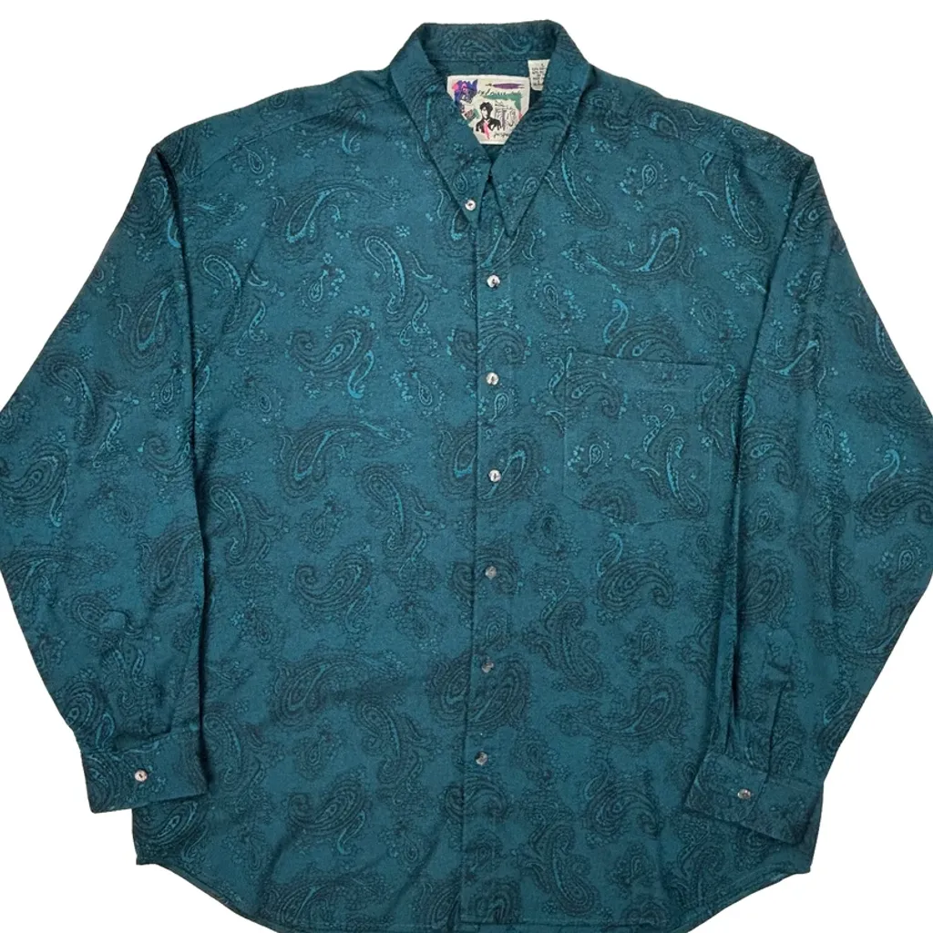 Unbranded Patterned Shirt - Large Green Polyester - Image 4