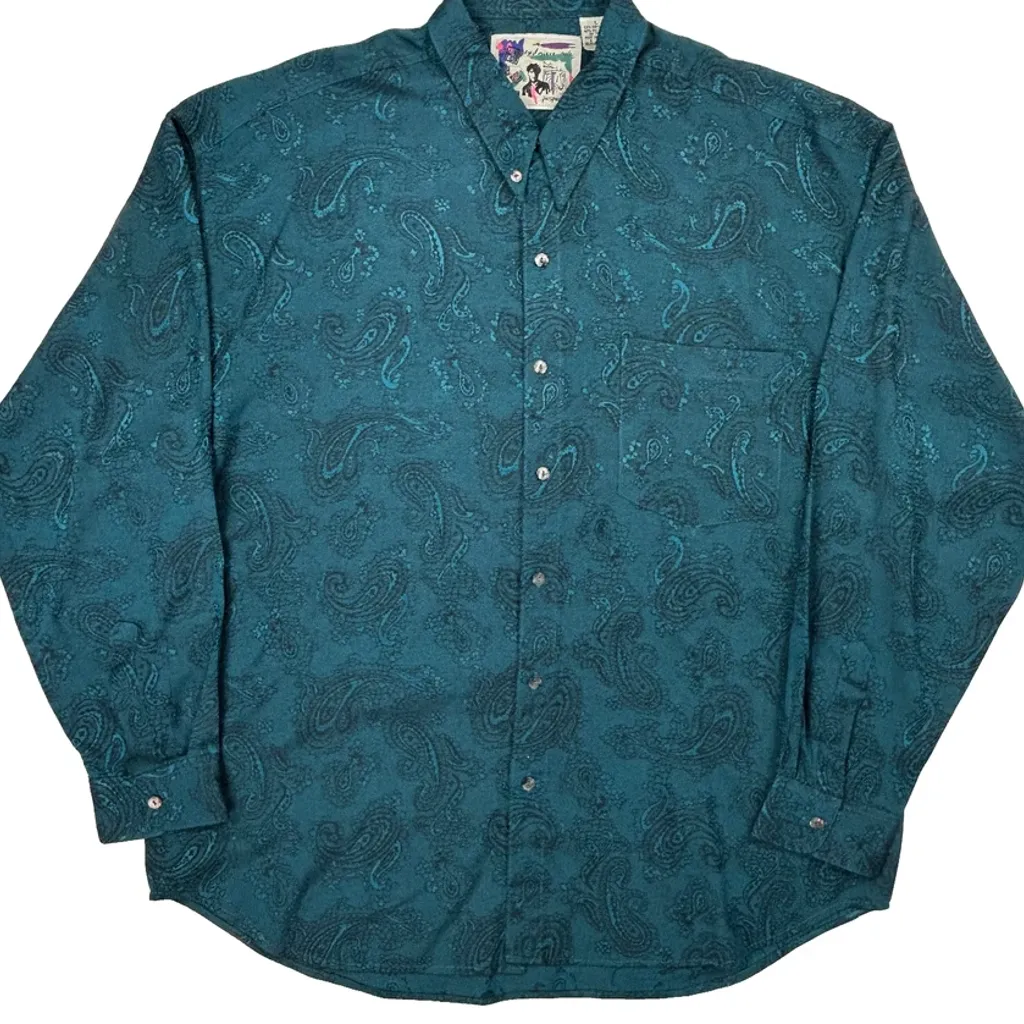Unbranded Patterned Shirt - Large Green Polyester - Image 5