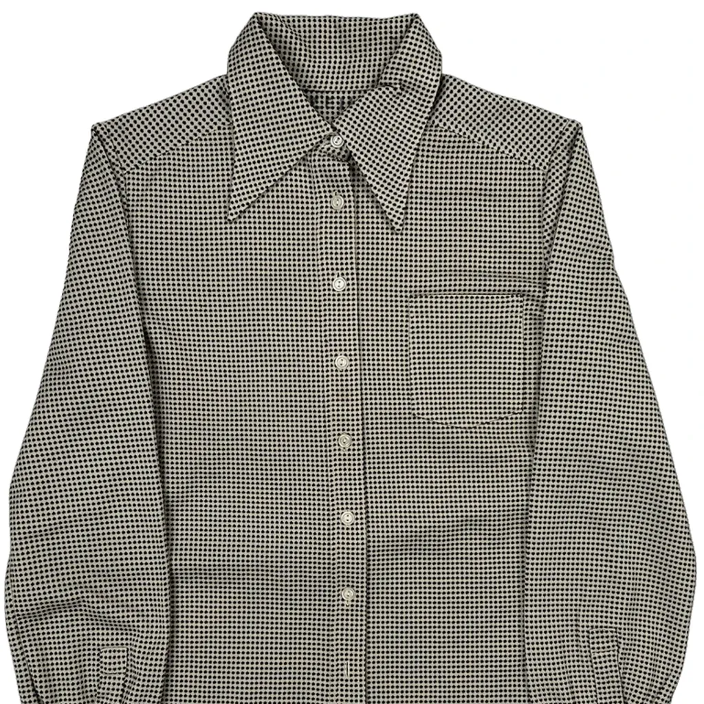 Unbranded Checked Dagger Collar Shirt - Small Black & White Cotton - Image 4
