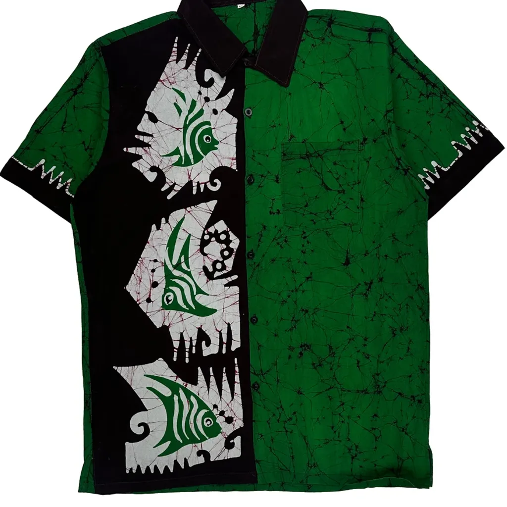 Unbranded Graphic Short Sleeve Shirt - XL Green Cotton - Image 5