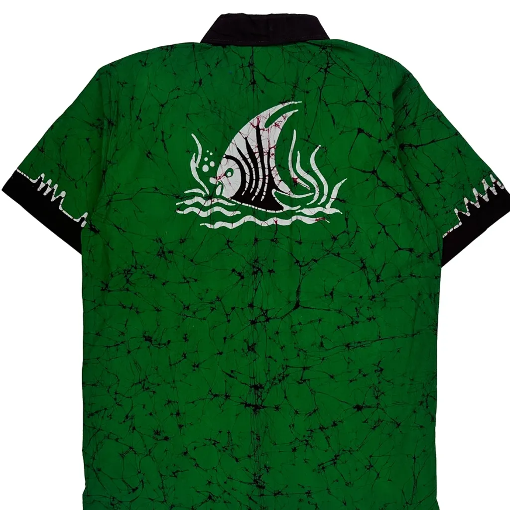 Unbranded Graphic Short Sleeve Shirt - XL Green Cotton - Image 7