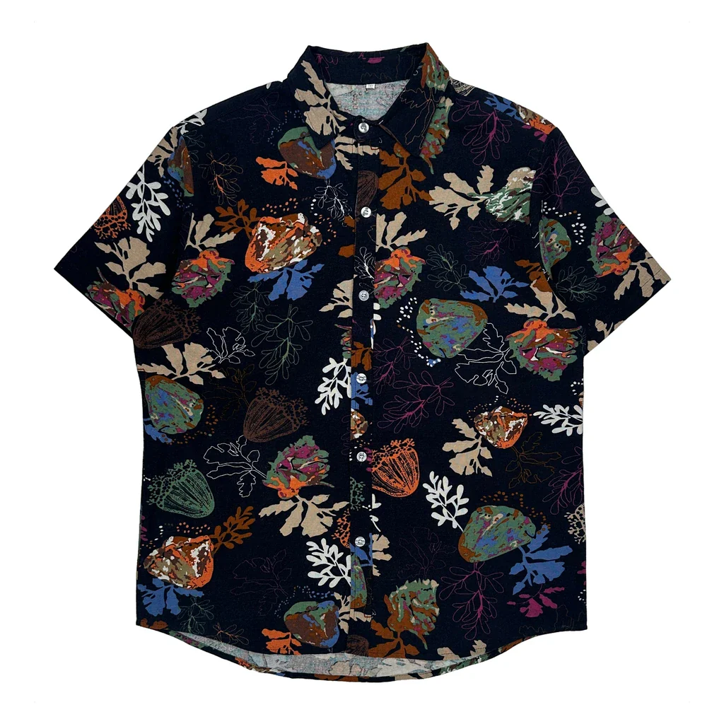 Unbranded Floral Short Sleeve Shirt - 3XL Multicoloured Cotton