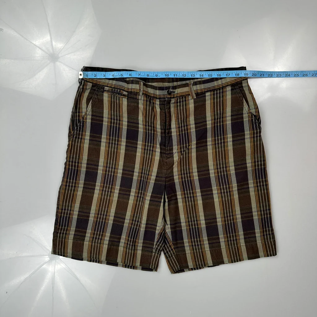 Unbranded Checked Shorts - 38W 10L Brown Cotton - Image 3