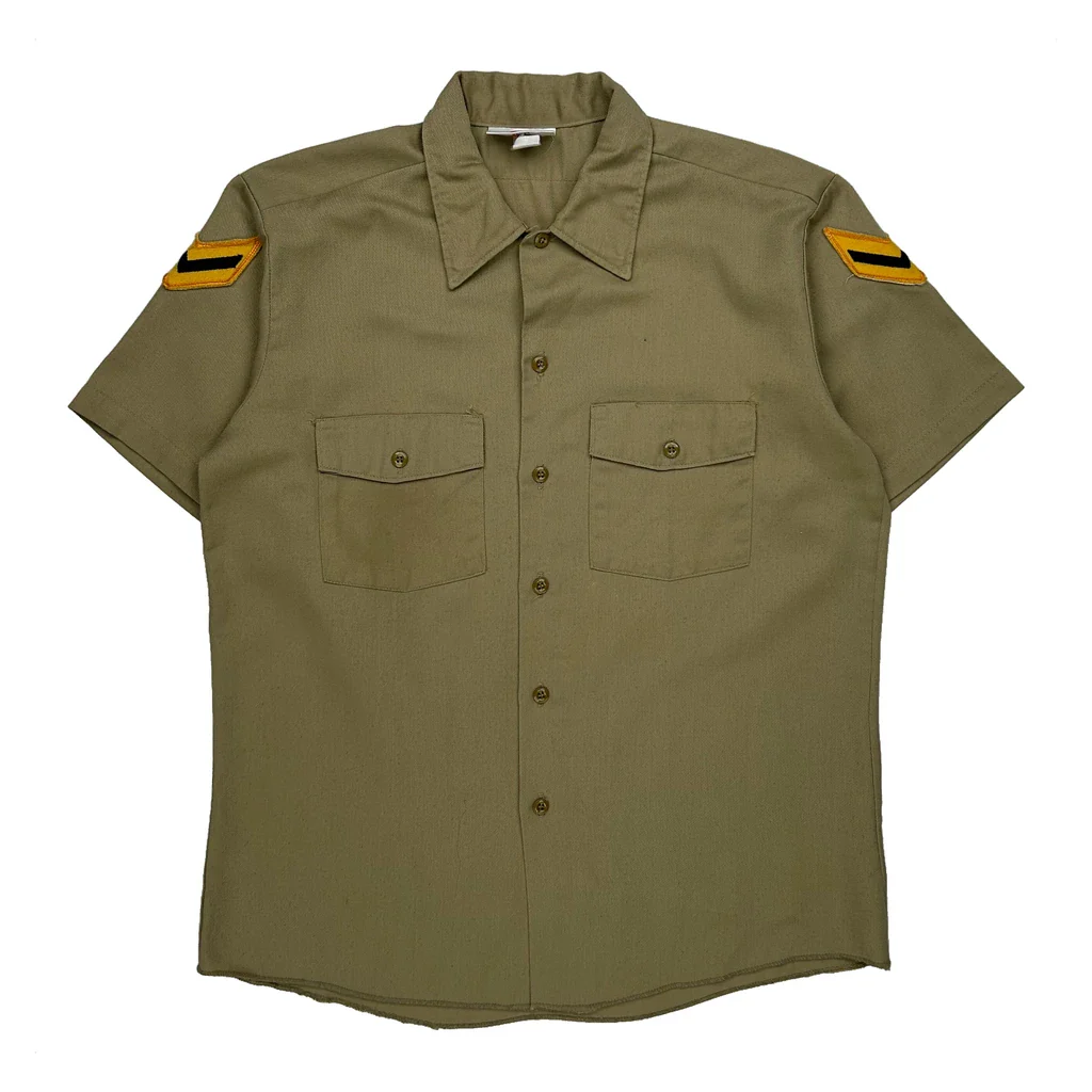 Uniform Dickies Short Sleeve Shirt - Large Khaki Cotton
