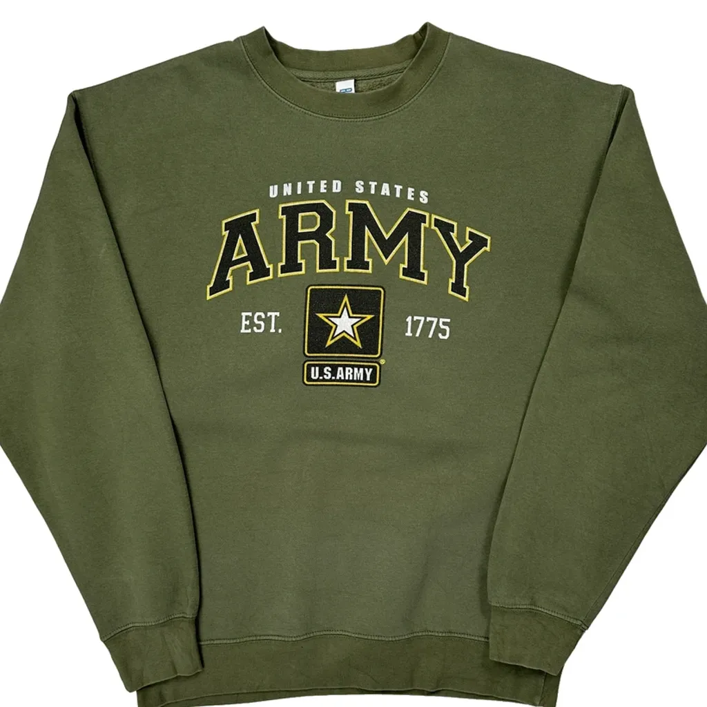 United States Army Unbranded Sweatshirt - Large Green Cotton - Image 5