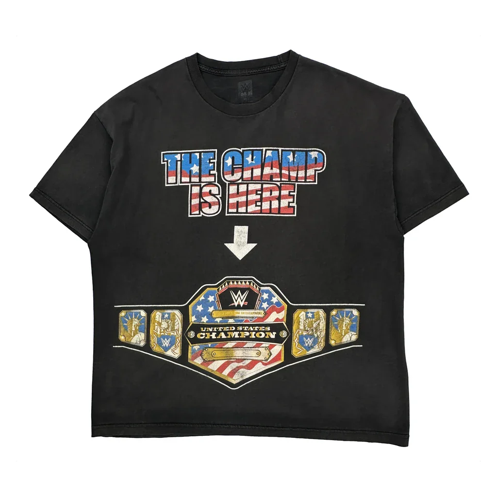 United States Champion Wwe Graphic T-Shirt - 2XL Black Cotton