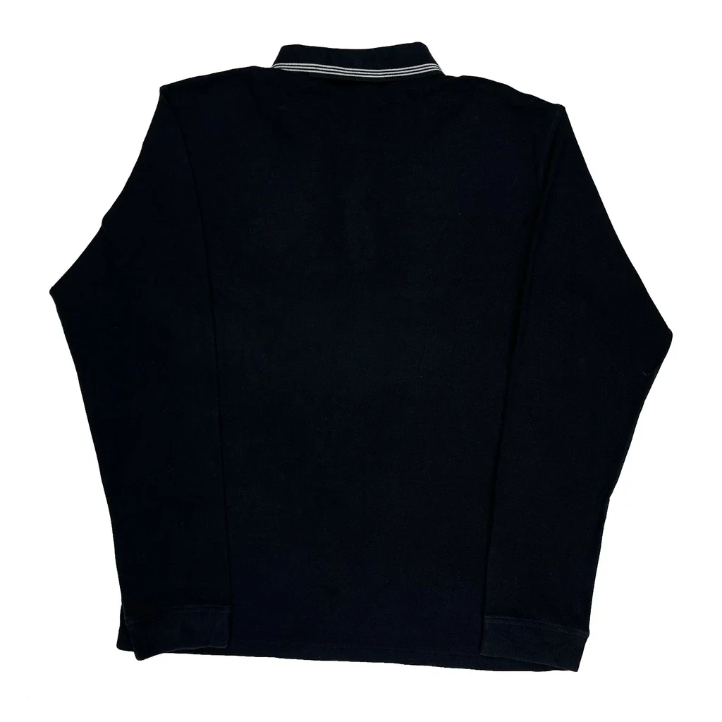 University Of Albany Football Adidas Football Long Sleeve Polo Shirt - XL Black Cotton - Image 2