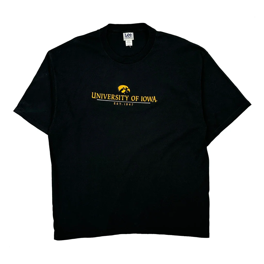 University Of Iowa Lee Sport College T-Shirt - 2XL Black Cotton