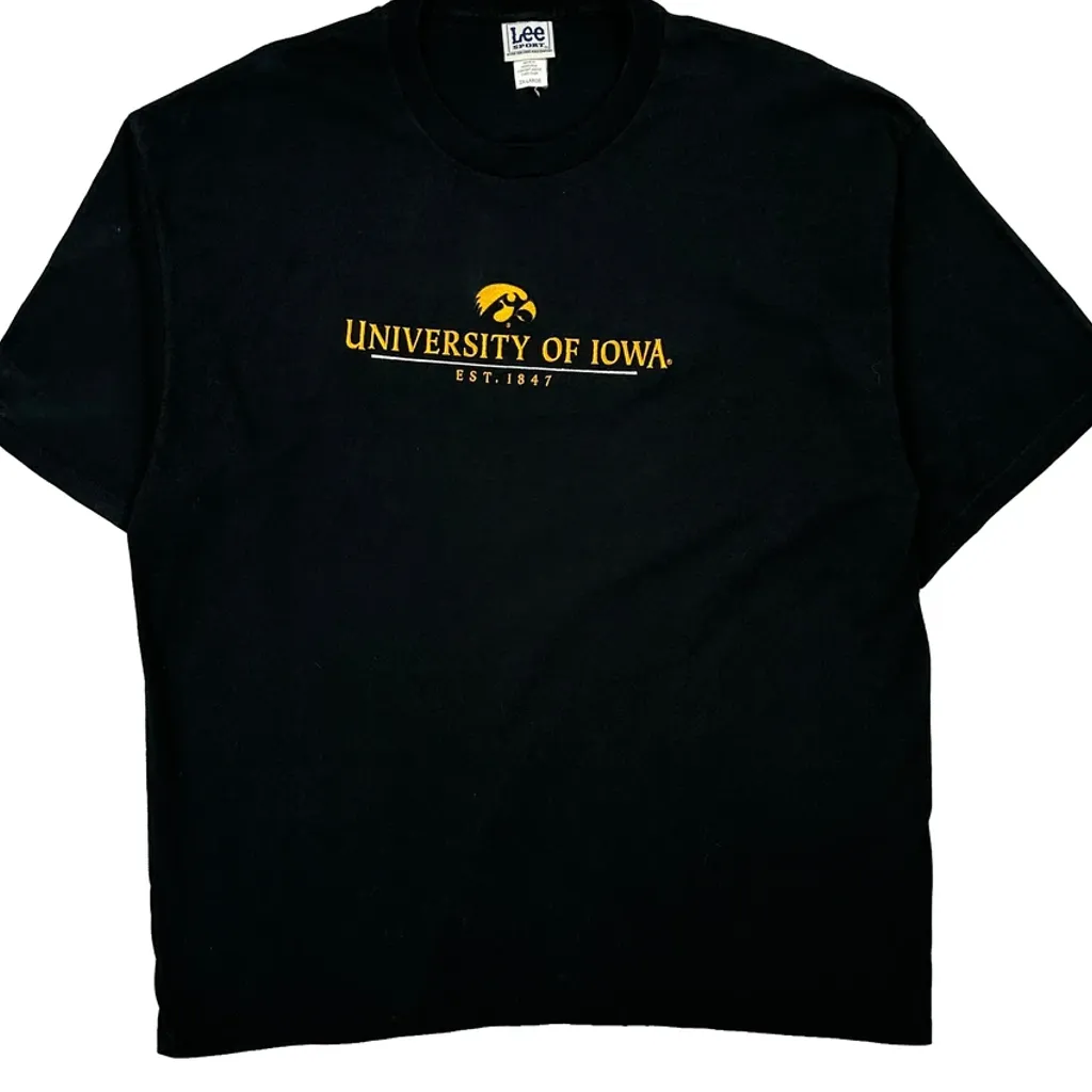 University Of Iowa Lee Sport College T-Shirt - 2XL Black Cotton - Image 4