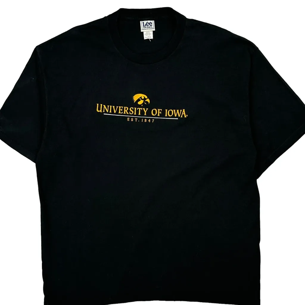 University Of Iowa Lee Sport College T-Shirt - 2XL Black Cotton - Image 5