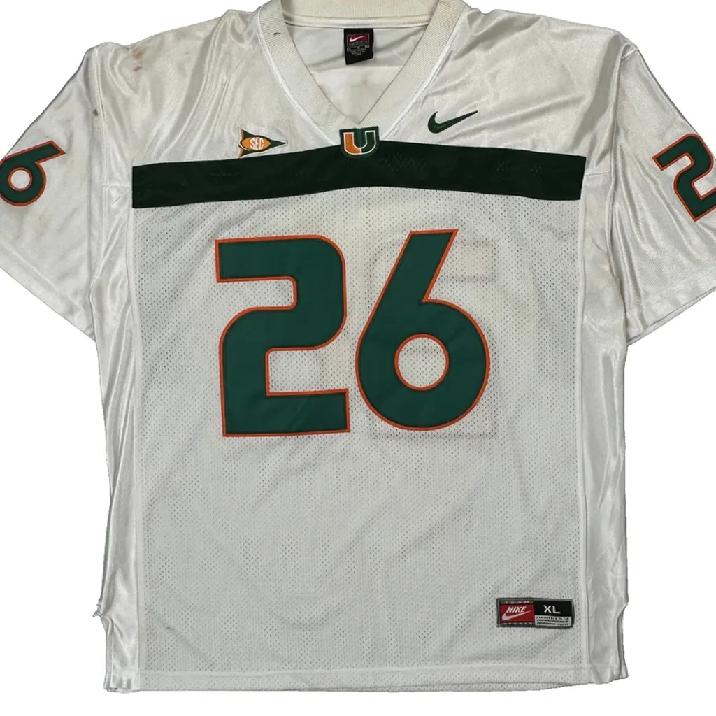 University Of Miami Nike Football Jersey - XL White Polyester - Image 4