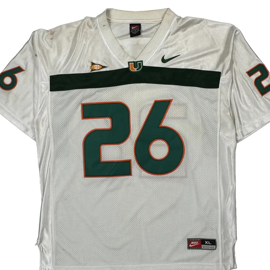 University Of Miami Nike Football Jersey - XL White Polyester - Image 5