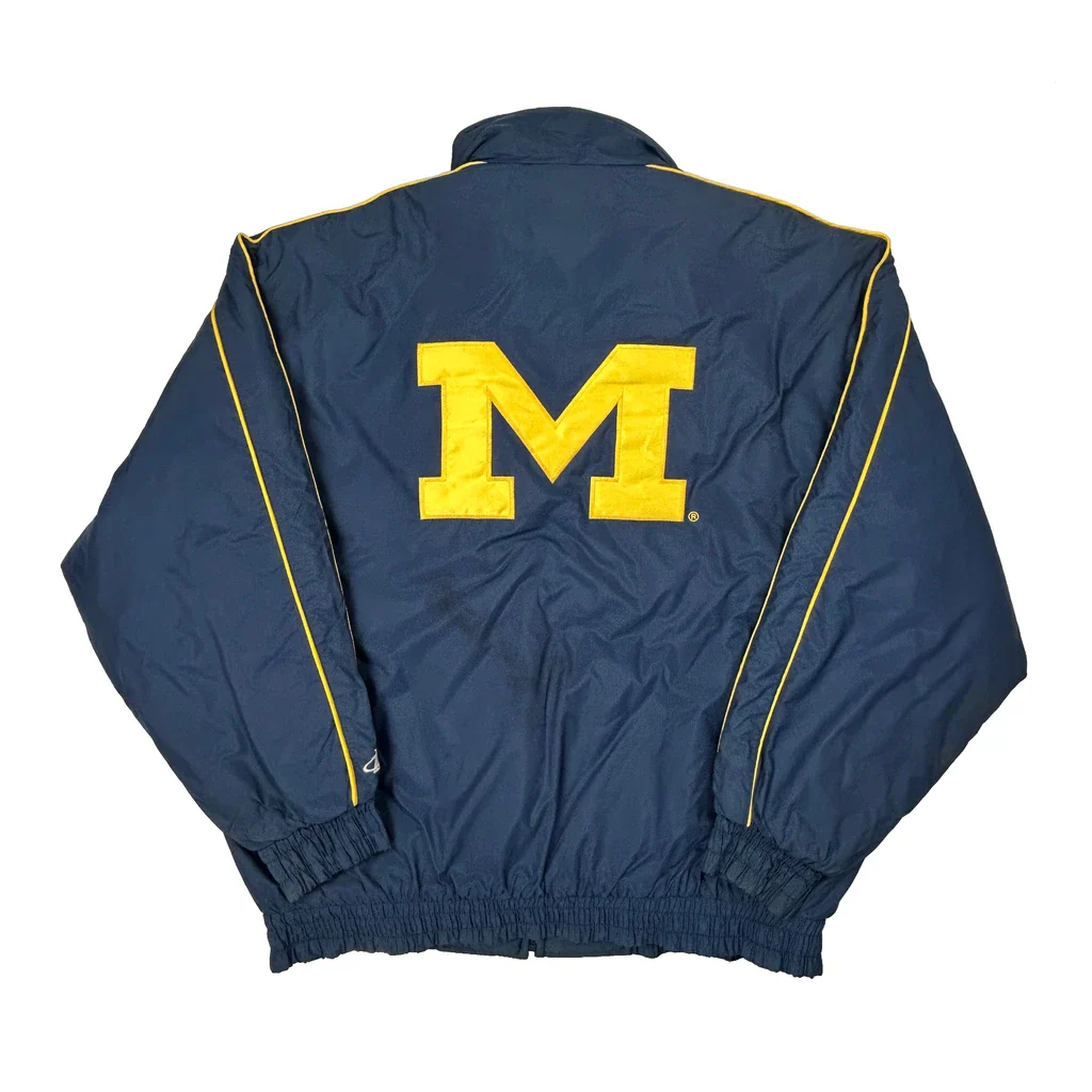 University Of Michigan Logo Athletics College Varsity Jacket - XL Navy Polyester - Image 2