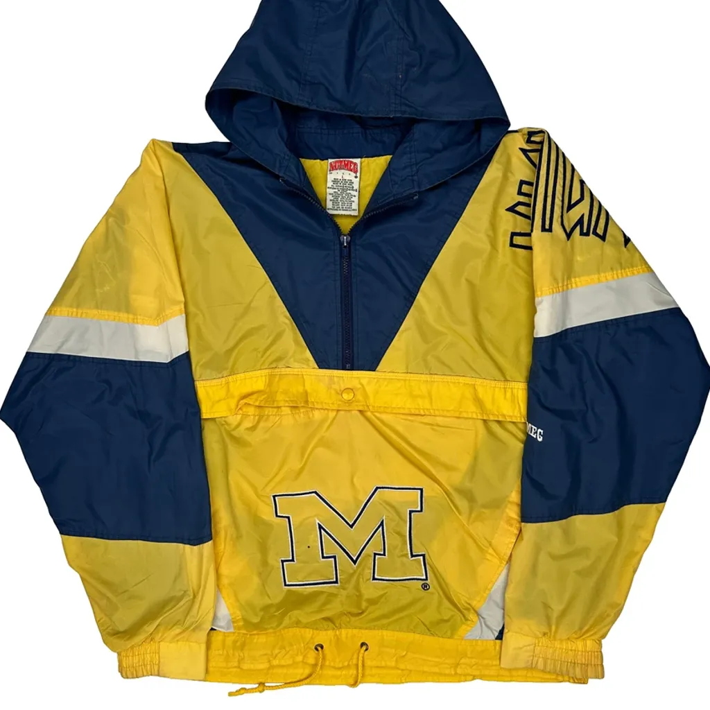 University Of Michigan Nutmeg College Windbreaker - Large Blue Nylon - Image 4