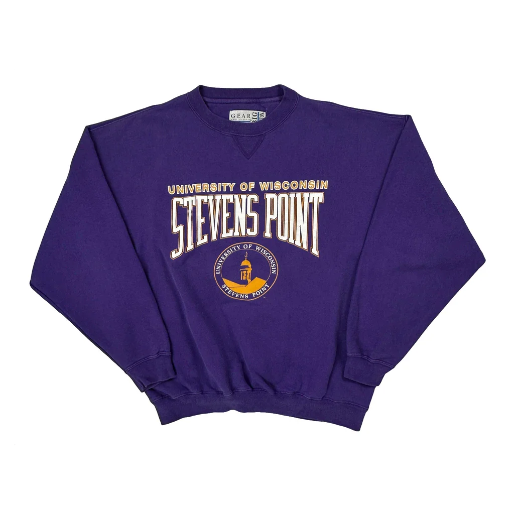 University Of Wisconsin Stevens Point Gear College Sweatshirt - XL Purple Cotton Blend