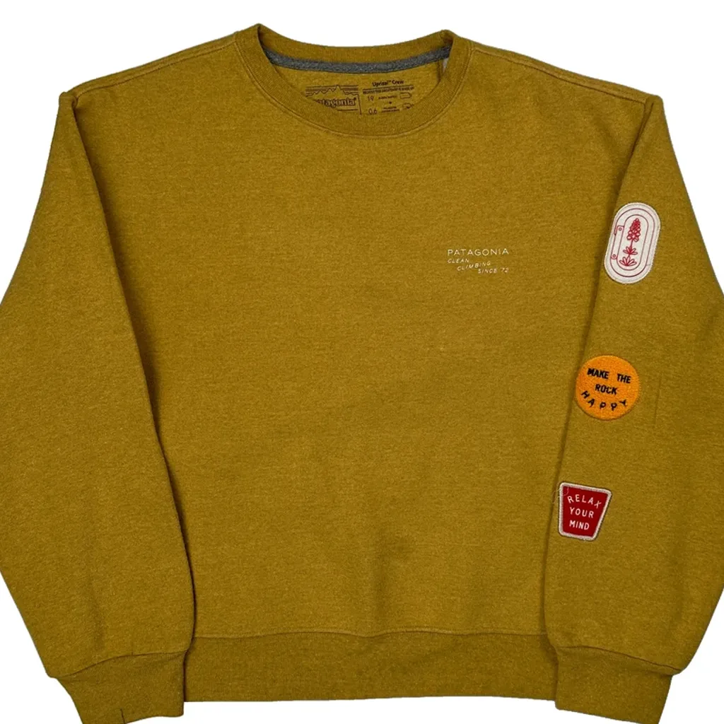 Uprisal Crew Patagonia Patched Sweatshirt - Small Yellow Cotton Blend - Image 4