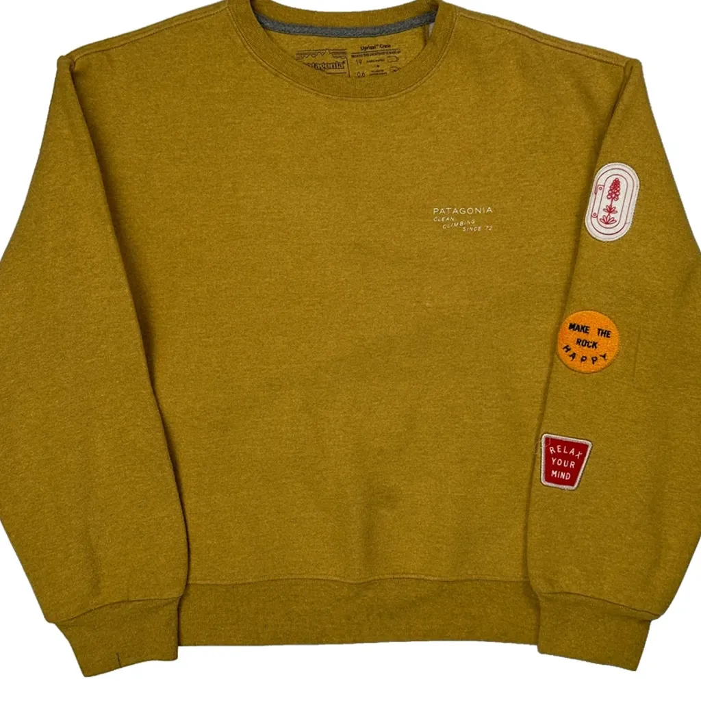 Uprisal Crew Patagonia Patched Sweatshirt - Small Yellow Cotton Blend - Image 5