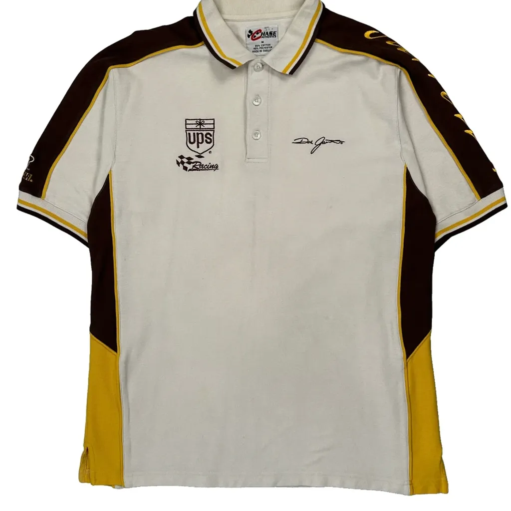 Ups Racing Chase Authentics Nascar Polo Shirt - Medium White Cotton Blend - Image 5