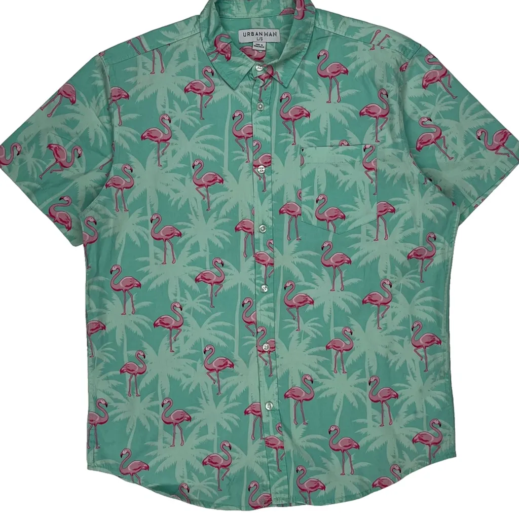 Urban Man Hawaiian Shirt - Large Green Cotton - Image 4