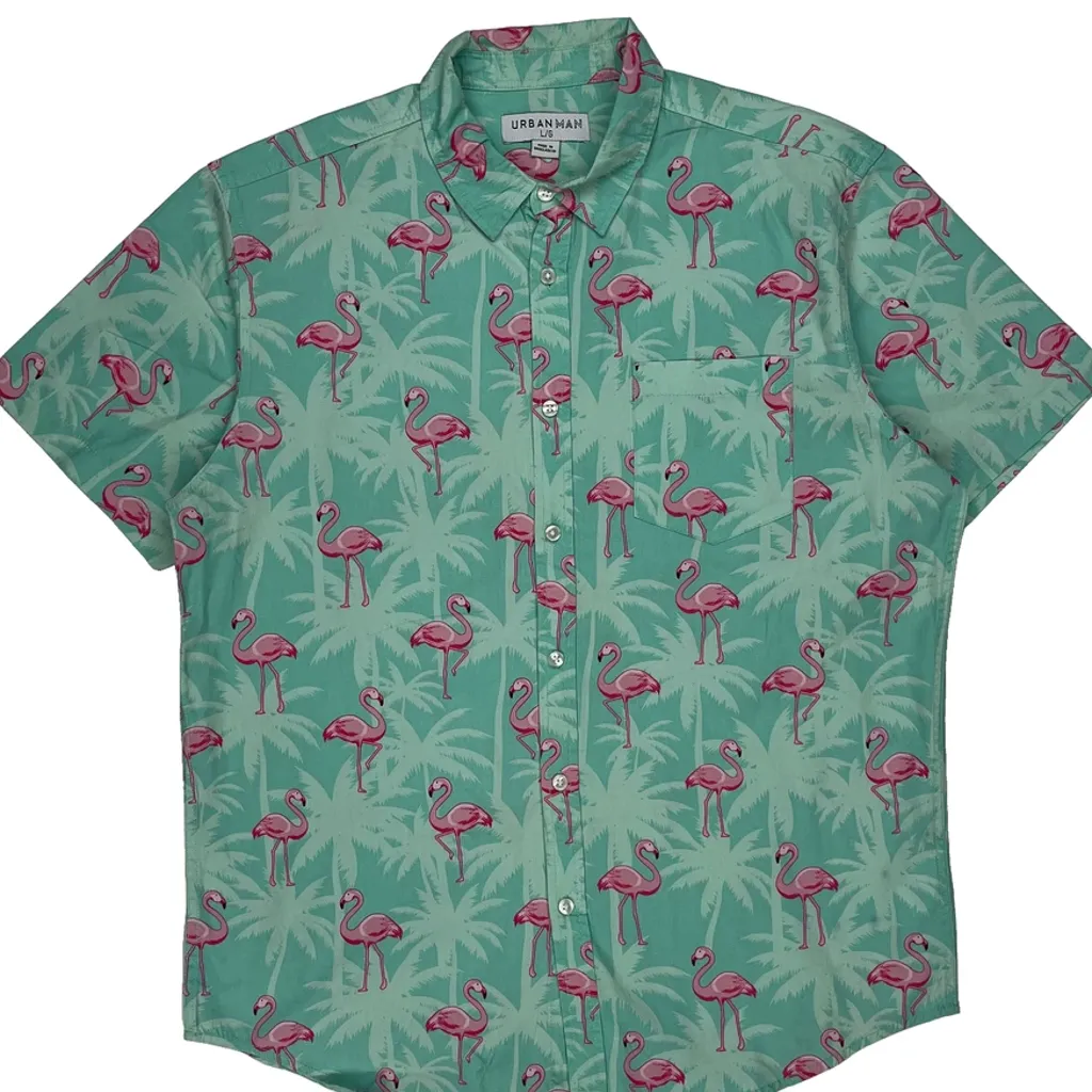 Urban Man Hawaiian Shirt - Large Green Cotton - Image 5
