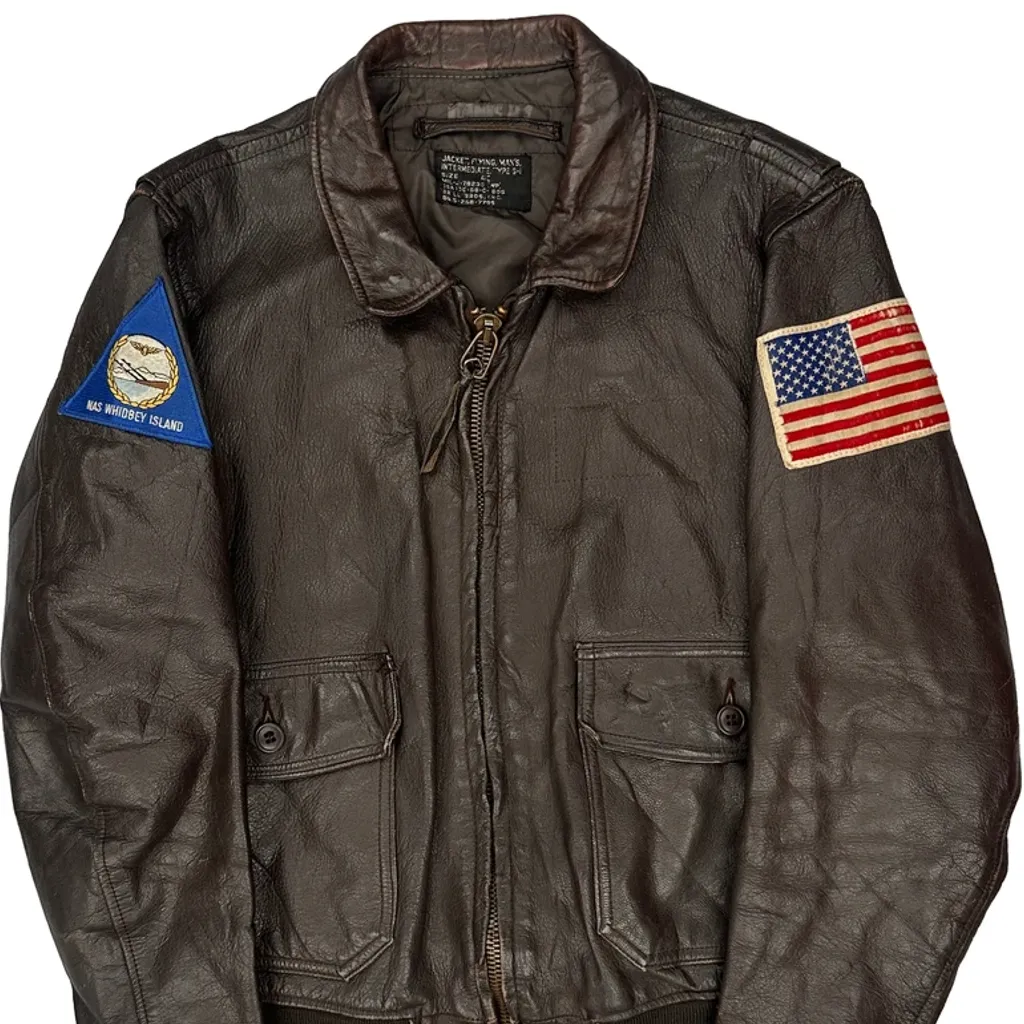 US Air Force 1960S Patched Flight Gi Leather Jacket - Medium Brown Leather - Image 5