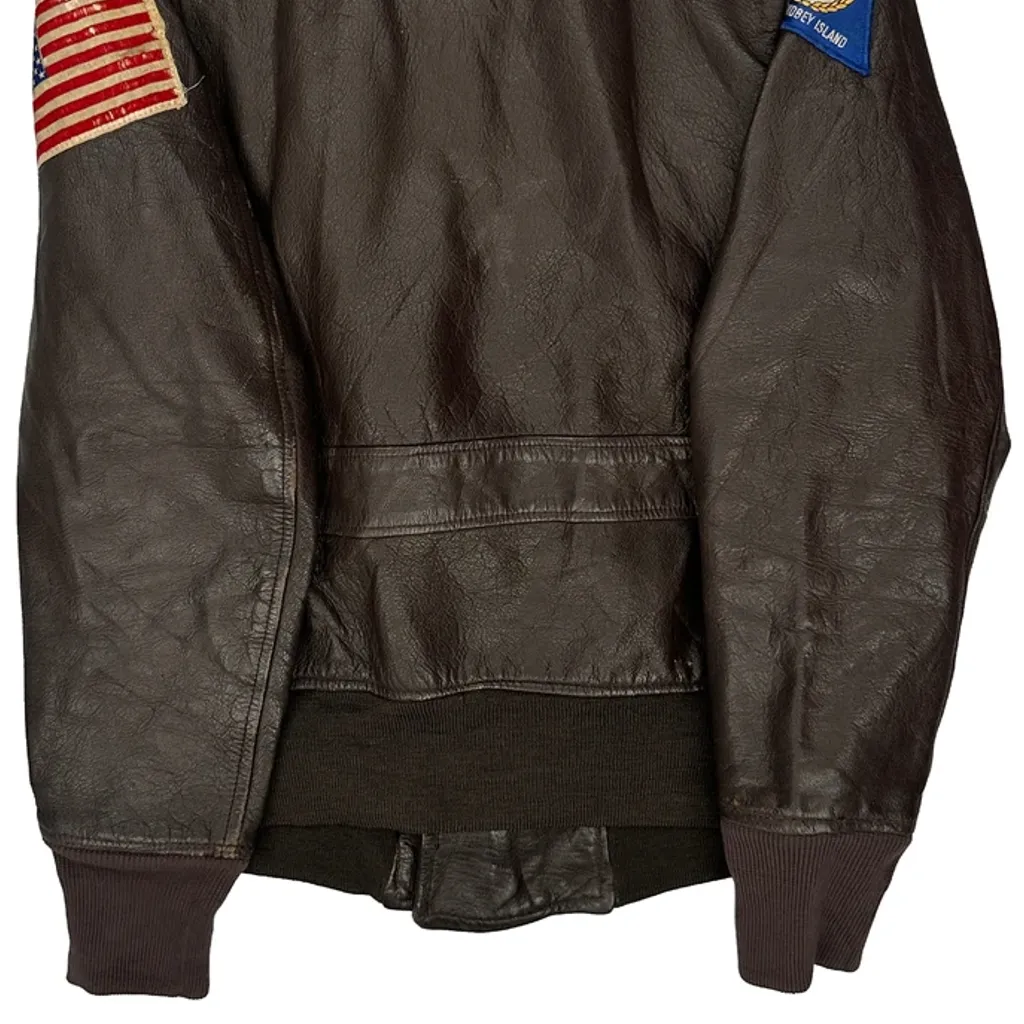 US Air Force 1960S Patched Flight Gi Leather Jacket - Medium Brown Leather - Image 6