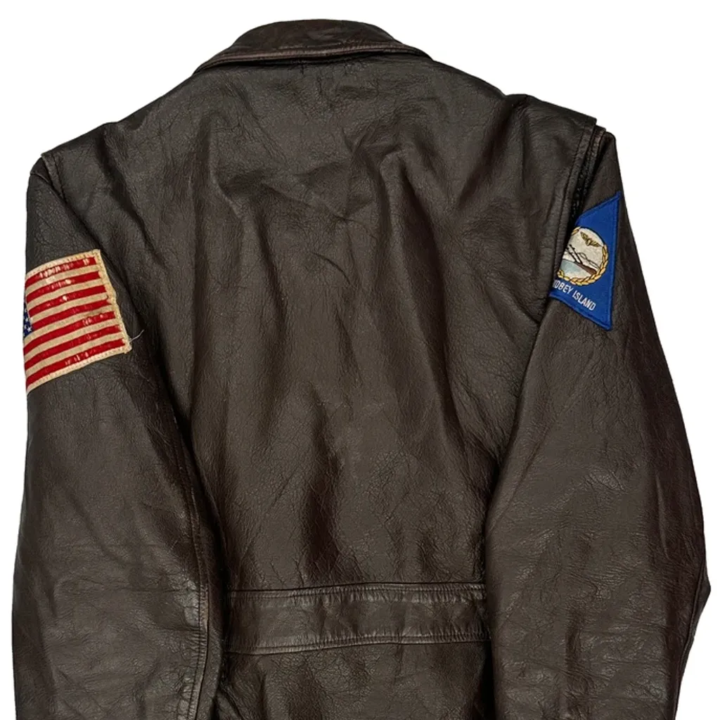 US Air Force 1960S Patched Flight Gi Leather Jacket - Medium Brown Leather - Image 7