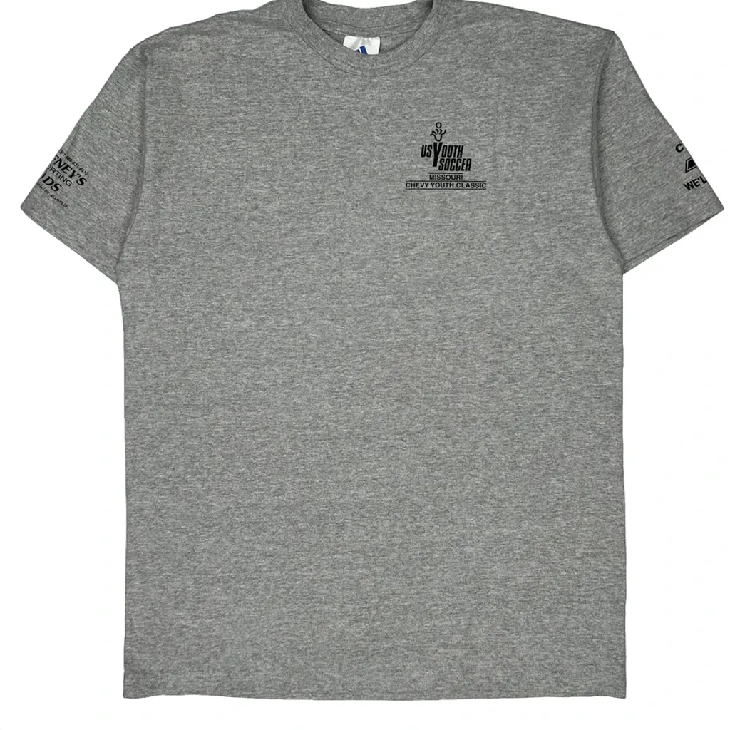 US Youth Soccer Adidas Graphic T-Shirt - Large Grey Cotton - Image 6