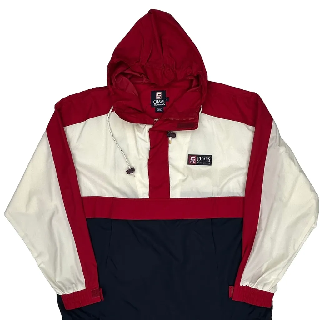USA Chaps Ralph Lauren Spellout Windbreaker - Large Navy Nylon - Image 6