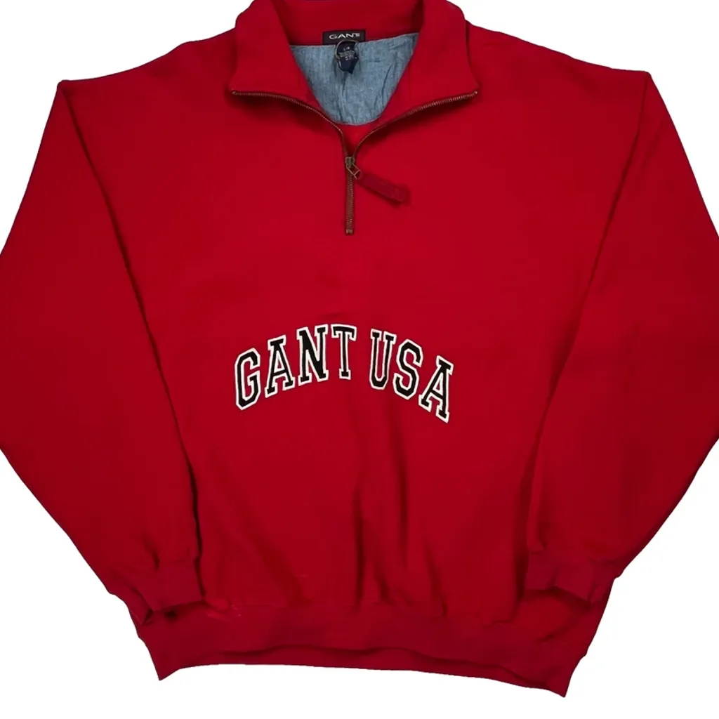 USA Gant 1/4 Zip - Large Red Cotton - Image 5