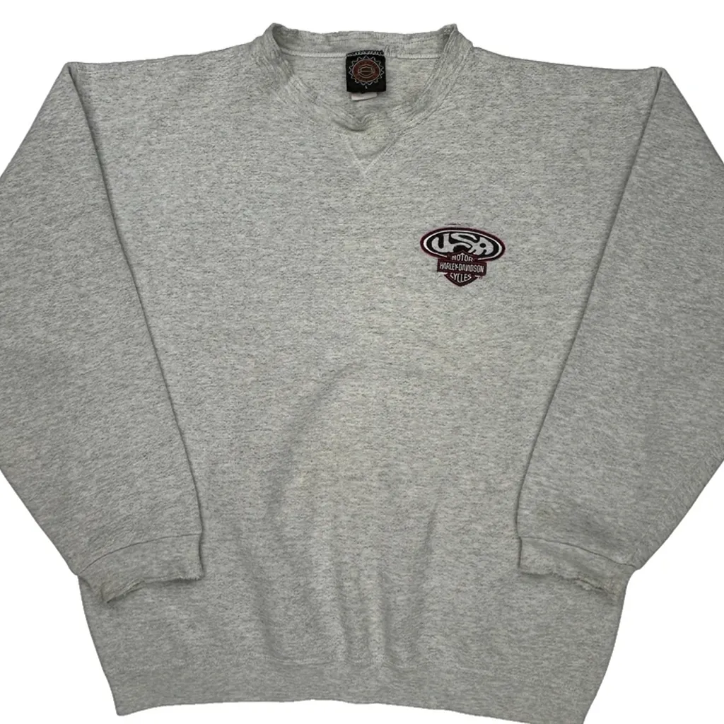 USA Motorcycles Harley Davidson Long Sleeve T-Shirt - Large Grey Cotton - Image 5