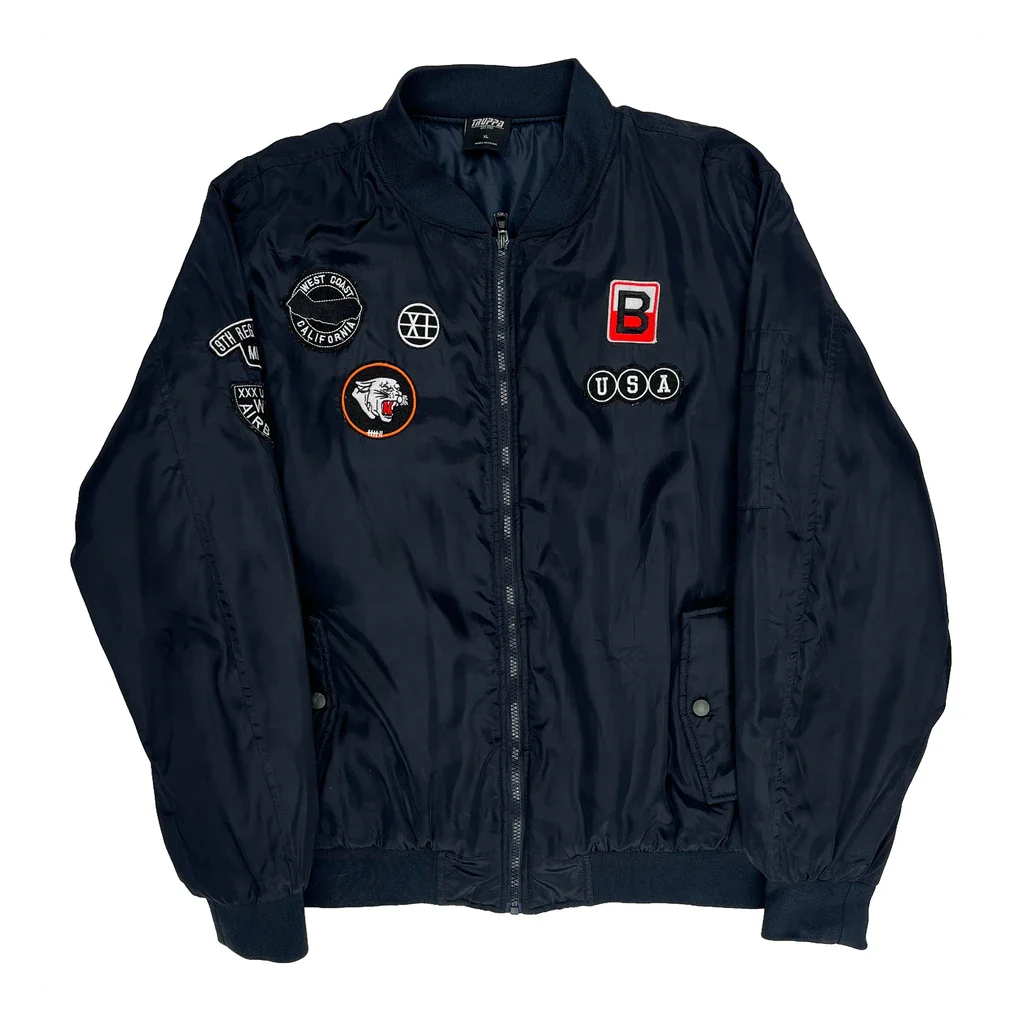 USA Patches Truppa Ma1 Bomber Jacket - XL Black Polyester