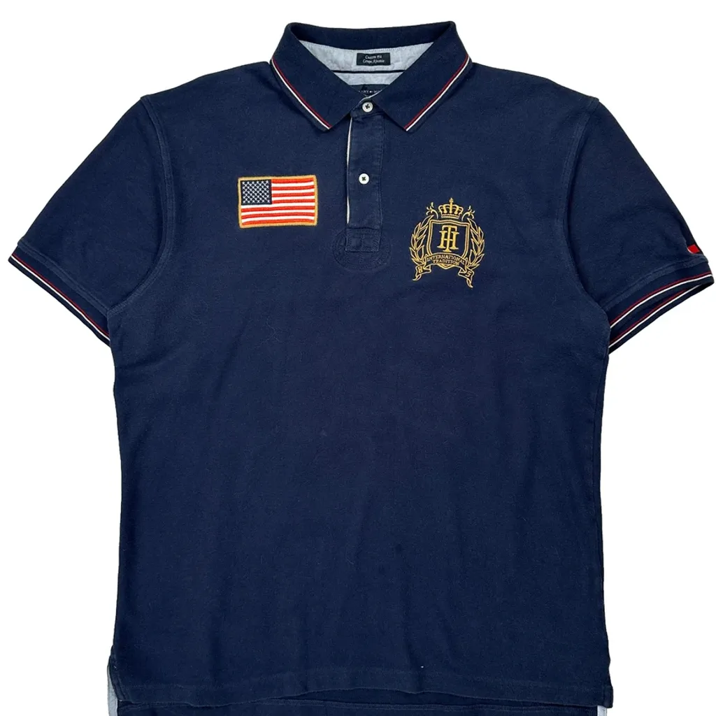 USA Tommy Hilfiger Graphic Polo Shirt - XL Navy Cotton - Image 5