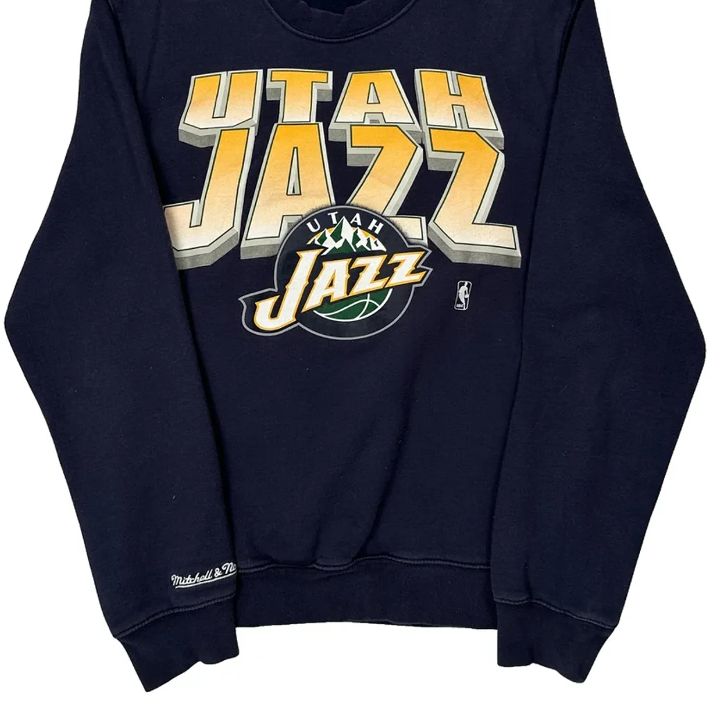 Utah Jazz Mitchell & Ness Nba Sweatshirt - Small Navy Cotton - Image 5
