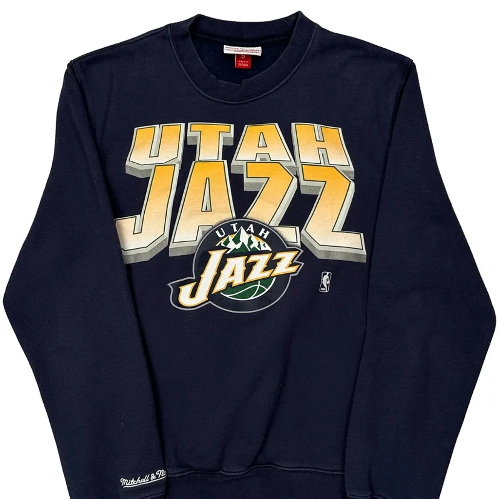 Utah Jazz Mitchell & Ness Nba Sweatshirt - Small Navy Cotton - Image 6