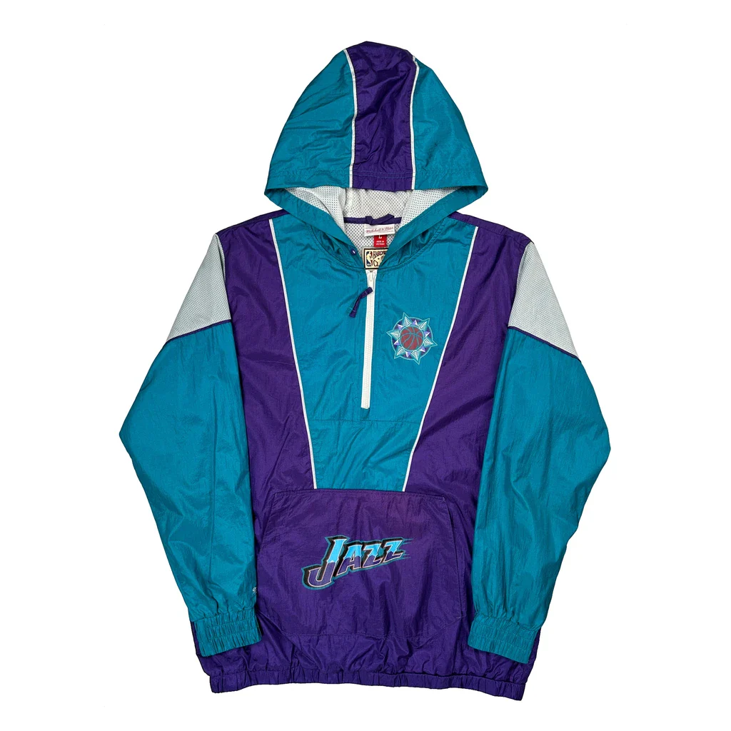 Utah Jazz Mitchell & Ness Graphic Windbreaker - Large Purple Polyester