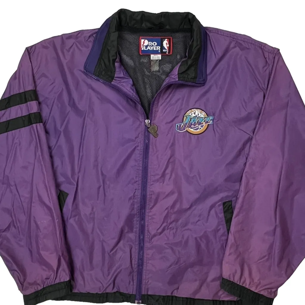 Utah Jazz Pro Player Nba Windbreaker - Large Purple Nylon - Image 4