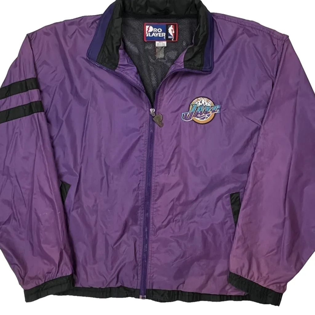 Utah Jazz Pro Player Nba Windbreaker - Large Purple Nylon - Image 5