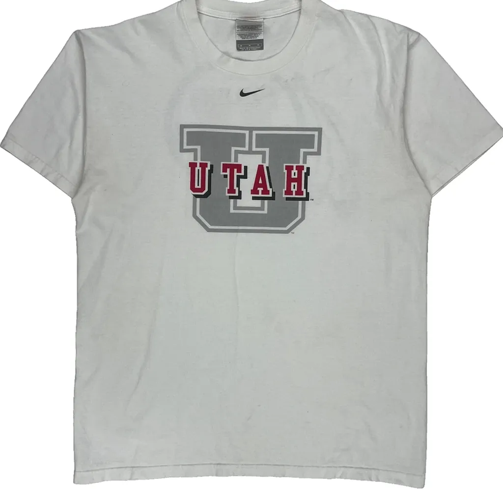 Utah Nike College T-Shirt - Medium White Cotton - Image 4
