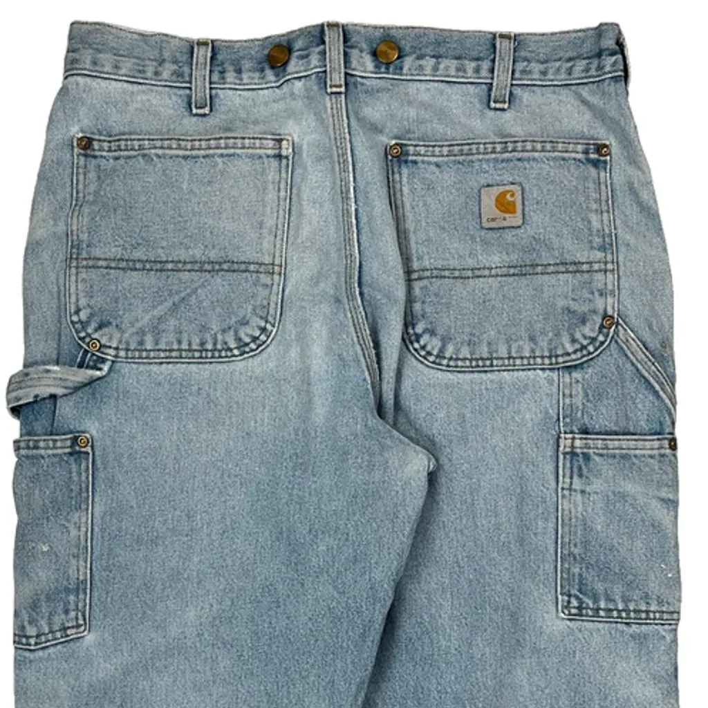 Utility Pockets Carhartt Double Knee Carpenter Jeans - 34W 30L Light Wash Denim - Image 7